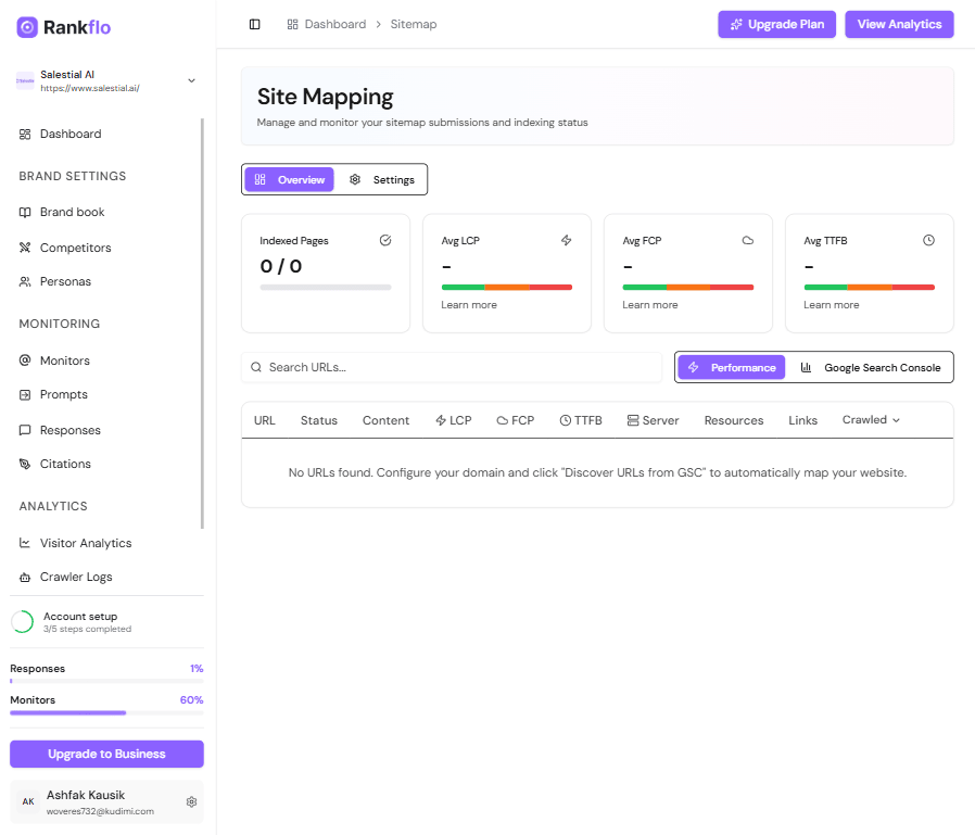 rankflo-ai-crawler-analytics-interface-showing-website auditing-feature.